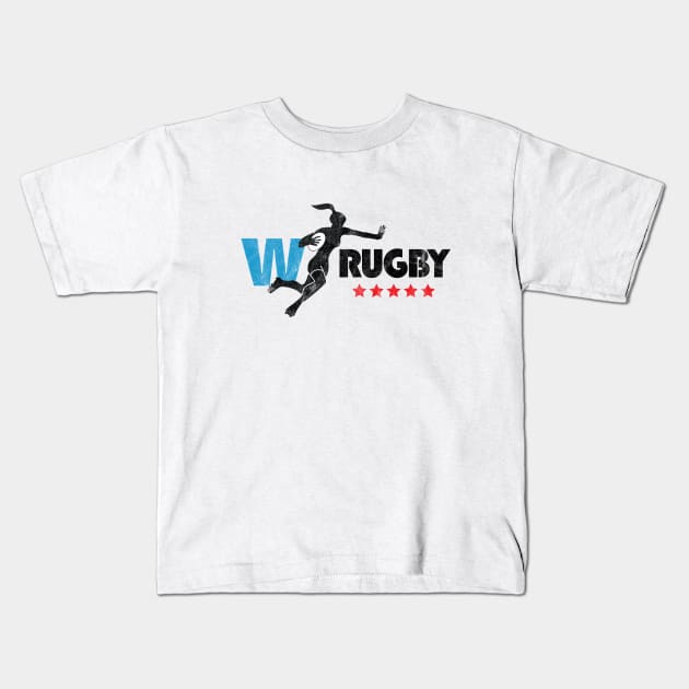 Womens Rugby - Dark Text distressed Kids T-Shirt by atomguy